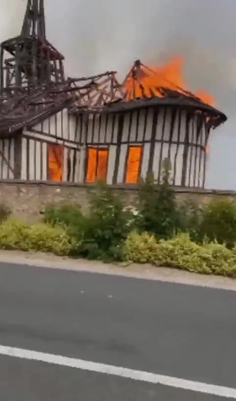 Church on fire in France