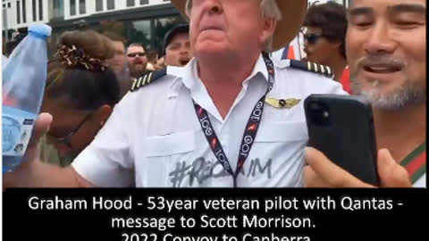 Graham Hood, EX Qantas Captain, addressing the media and patriots in CanberraFe 2022
