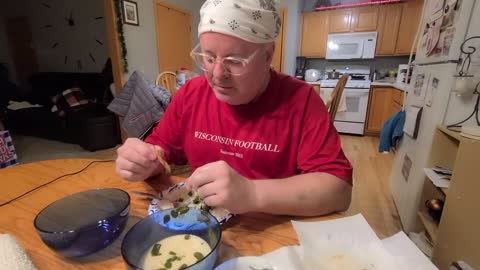 American Husband Eating Dried Fish