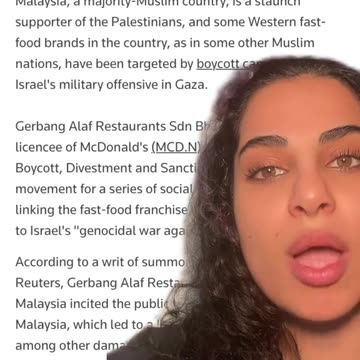 MCDONALD`S MAKAYSIA SUES ISRAEL BOYCOTT MOVEMENT FOR $1 MILLION