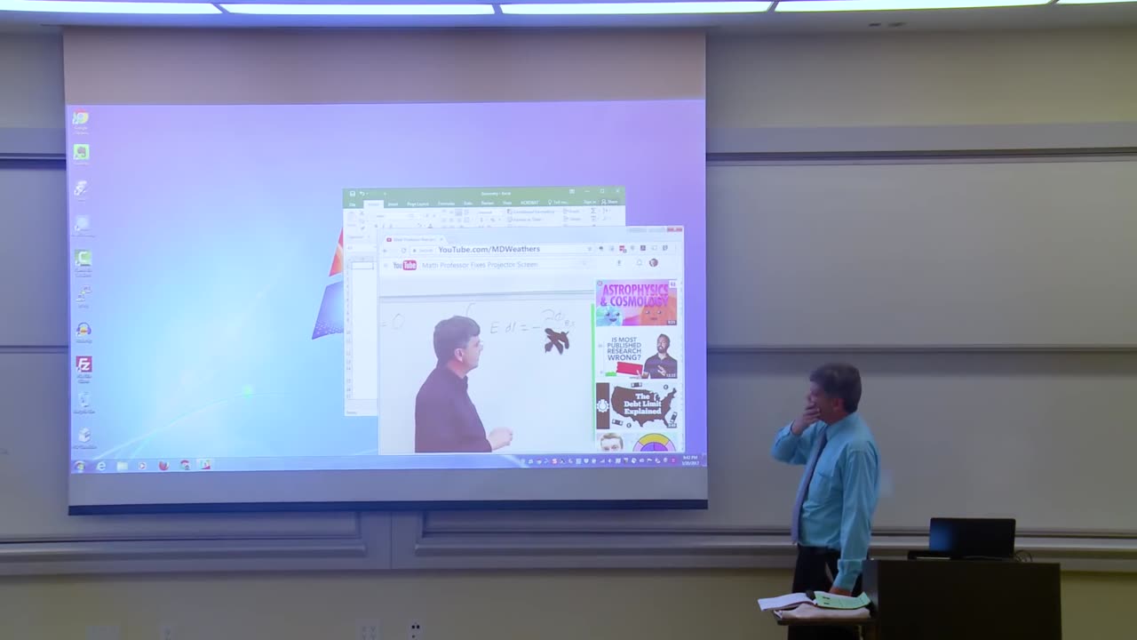 Math Professor Fixes Projector Screen