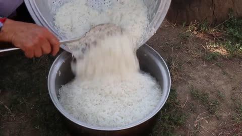 Cooking a variety of red meat and vegetable kebabs on Eid al-Adha