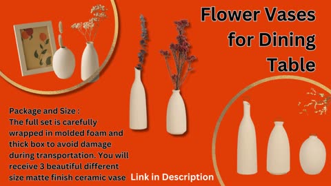 Ceramic Vase for Decor, Small Pampas Grass Flower Vases for Dining Table