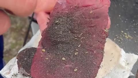 Deep fried steaks Who wants some 🥩 #tailgating #steak #elk