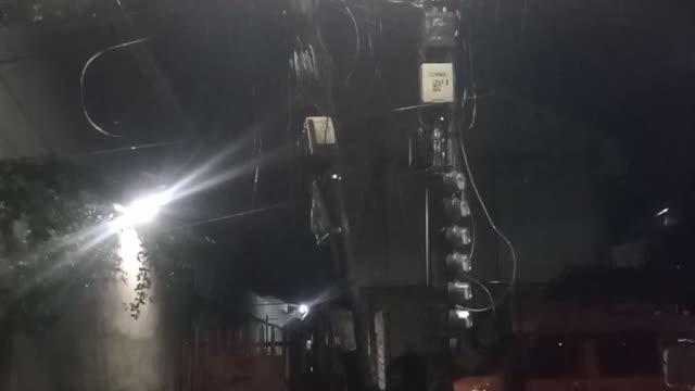 Electric Post Spark Caught on Camera