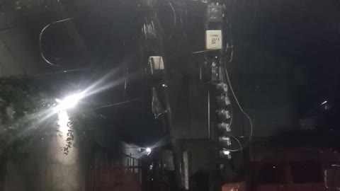 Electric Post Spark Caught on Camera