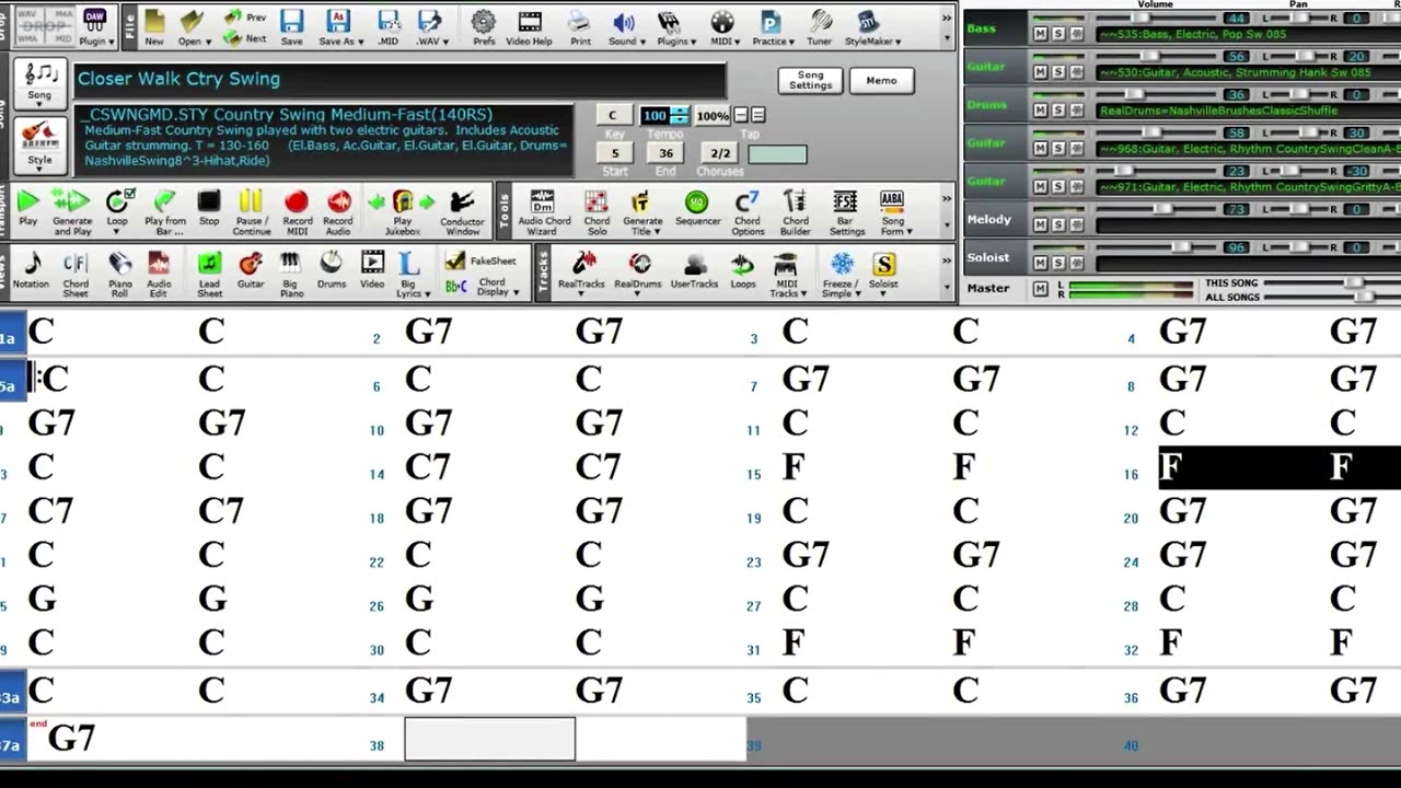 Learn the Neck with a lead sheet and Band-in-a-Box