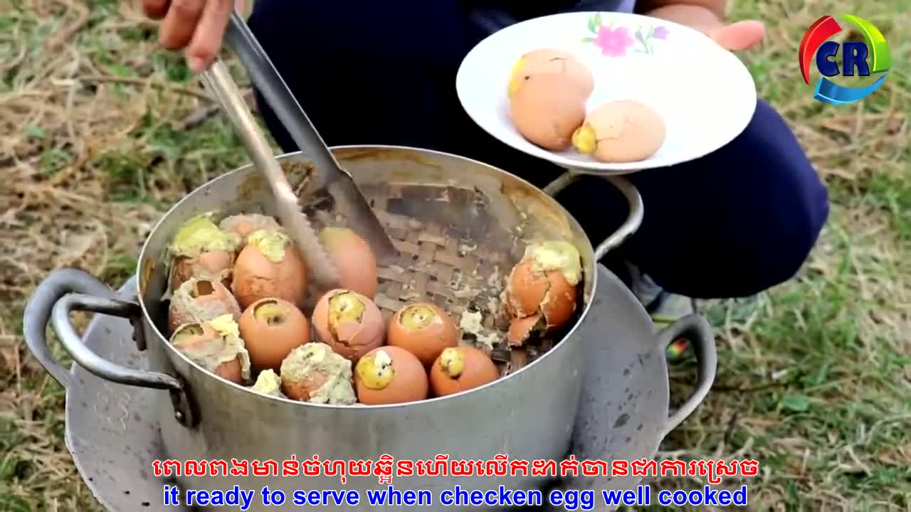 Steam Chicken Eggs with Garlic Pickle - Khmer Food - Asian Food - Asian recipes - Cambodian recipes