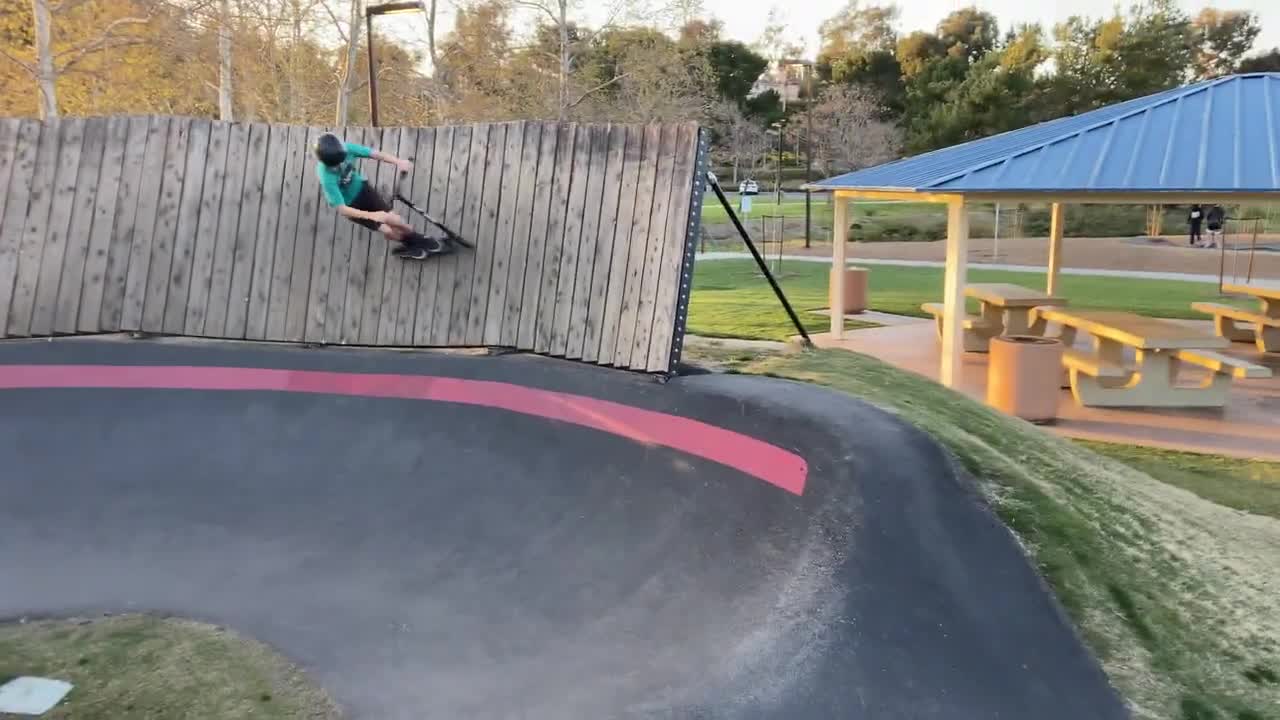 Kid on Scooter Crash at a Skatepark