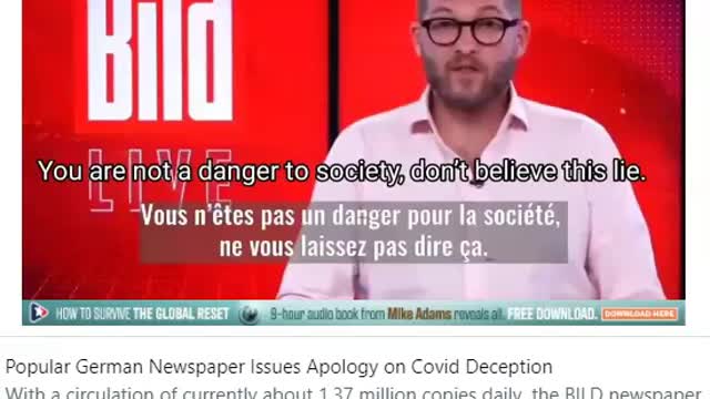 Popular German Newspaper issues Apology for COVID Deception.