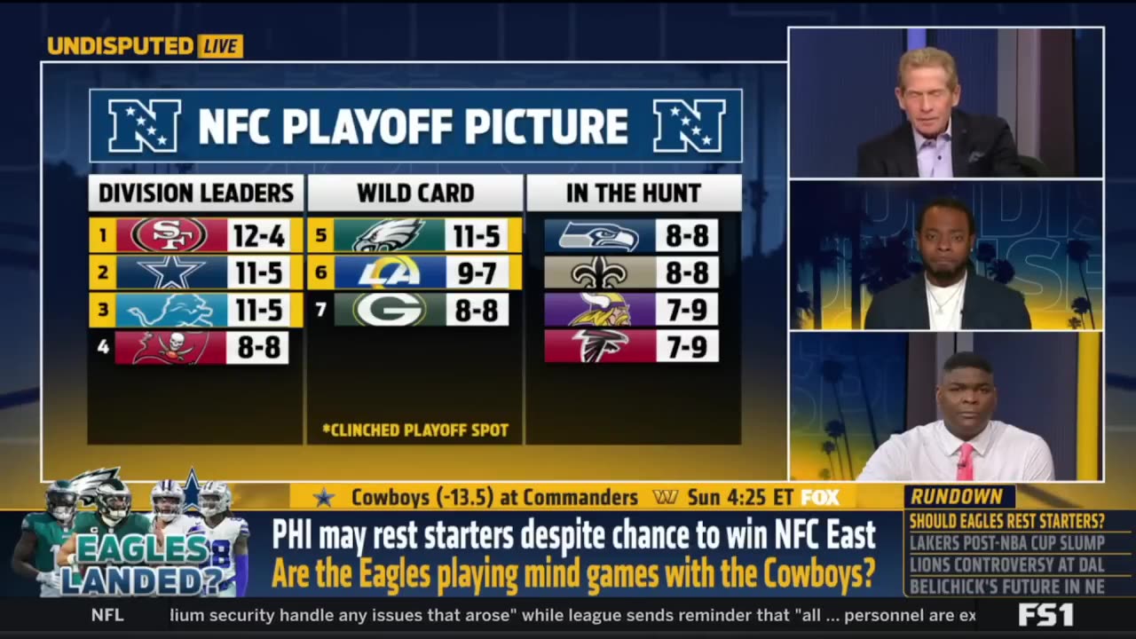 UNDISPUTED Skip Bayless reacts Eagles may rest starters despite chance to win NFC East