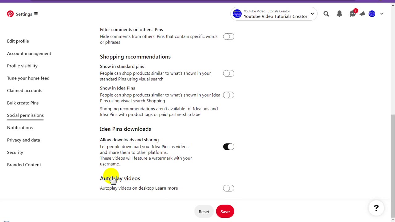 How To Settings For Social Permissions on Pinterest