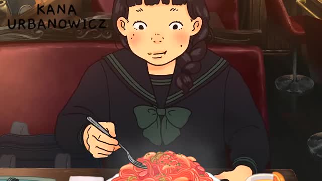 ひたすらスパゲッティを食べるループアニメ