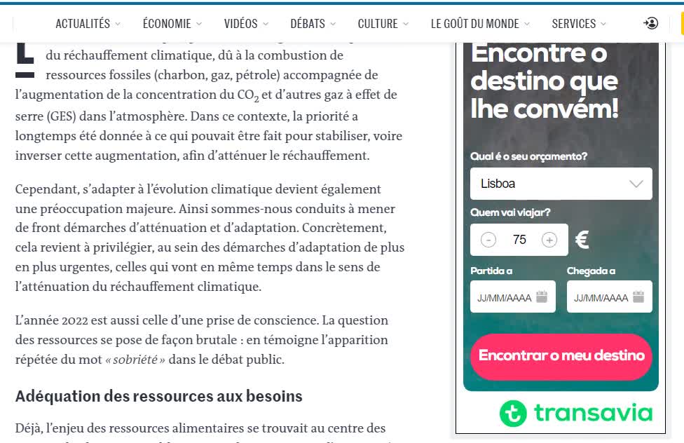 Jornal Le Monde - redução da população para atenuar o aquecimento global