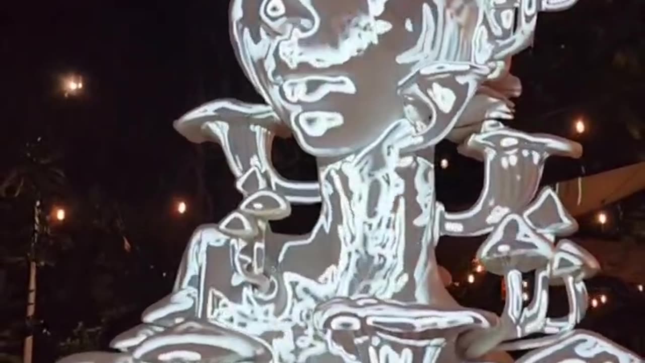 Projection mapping on sculpture at the One Hotel during Art Basel Miami