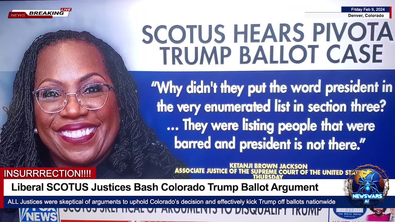 Liberal SCOTUS Justices Bash Colorado Ballot INSURRECTION!!! Argument