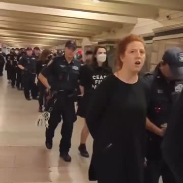 Centinaia di ebrei che protestavano oggi nella metropolitana di New York....