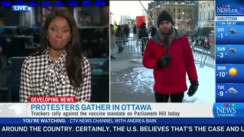 Protesters start gathering near Parliament Hill for truckers rally