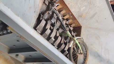 What happens when you throw the iron block into the shredder_