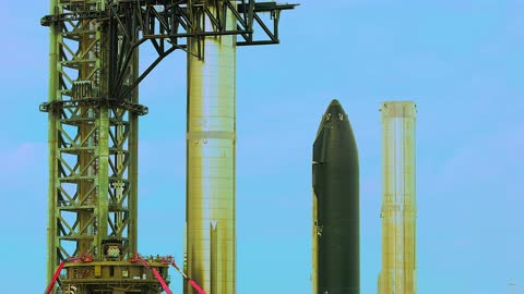 SpaceX - Starship, Thurster, and Tower Linup, Boca Chica, Texas