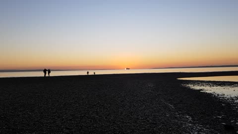 Sunset overlooking the solent sea.UK