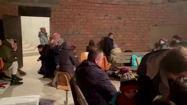 Kyiv residents seek shelter in church