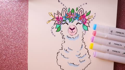 Drawing cute llama