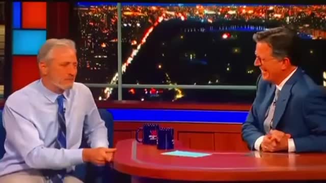 JON STEWART TRYING TO TALK SENSE TO STEVE COLBERT