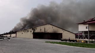 Stocks of Ukrainian sunflower seeds burn after shelling