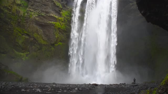Waterfall From Hill With Amusing Sound