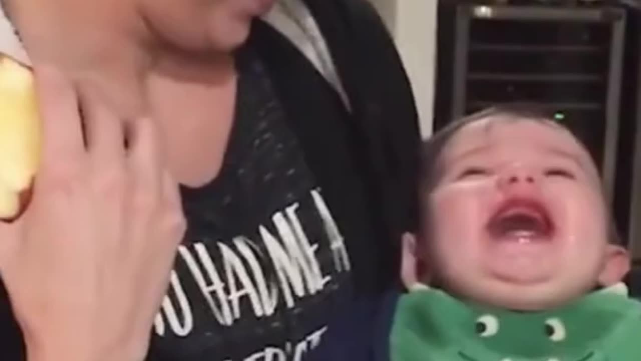 funny baby eating