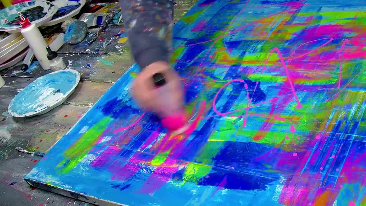 Colorful Pop Art / Abstract Painting Demo With Stencils | Peace