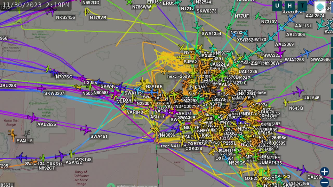 Phoenix Arizona December Air Traffic Time Lapsed so Far - Dec 6 2023 -