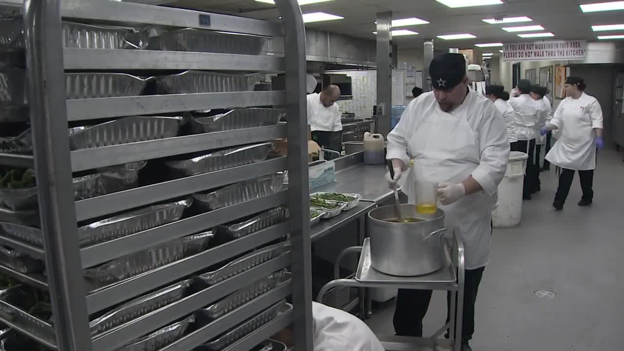 Culinary staff at AT&T Stadium preparing massive Thanksgiving spread for Cowboys fans on game day