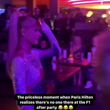 Paris Hilton seemingly walks into a dead Formula 1 bash