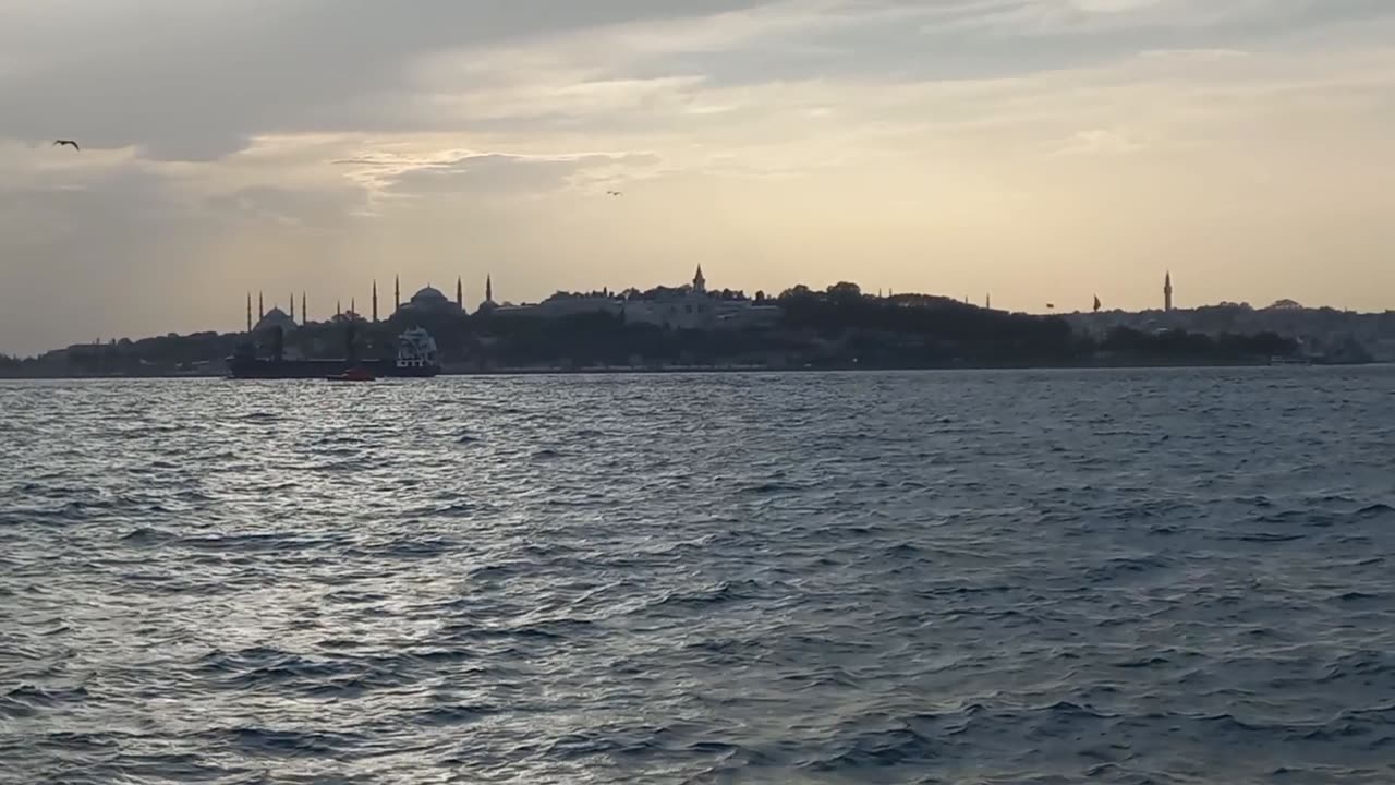 Beautiful sea landscape at sunset at the girl's tower