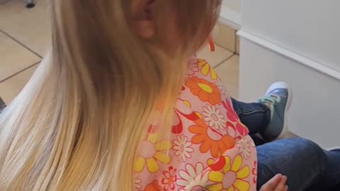 Toddlers first haircut at the hairdressers