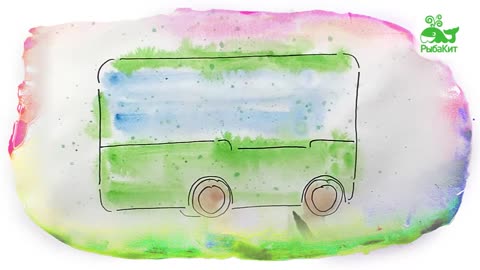 How to draw a green bus, Watercolor, Fish Whale.