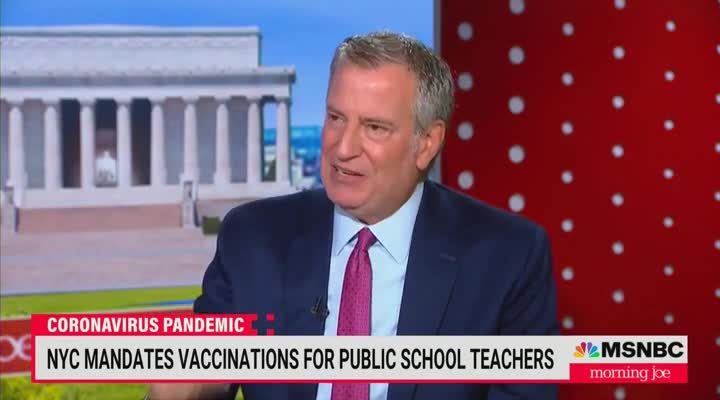 Bill de Blasio Defends Vaccine Mandates: "Mandates Help People Realize It's Time"