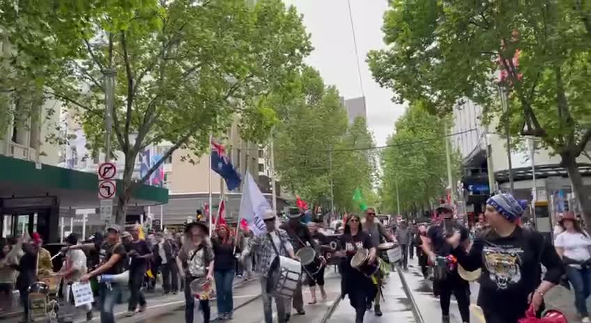 Australia: Drumline at freedom rally Oct. 22, 2022