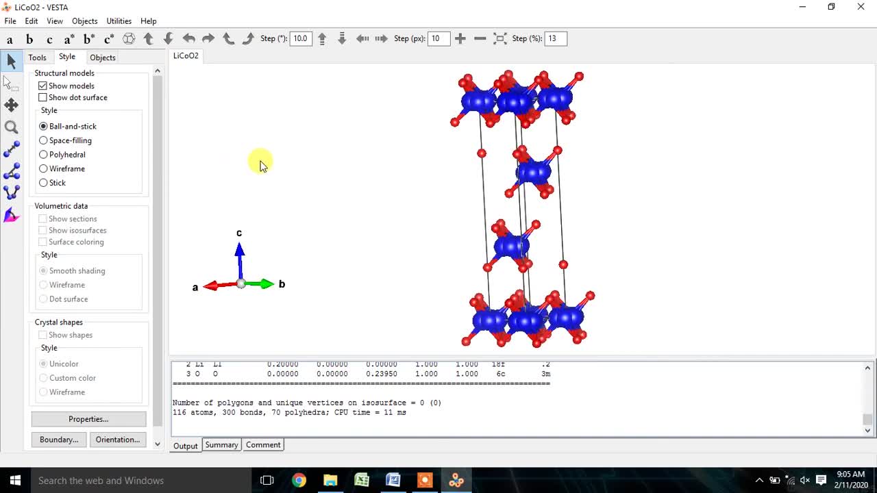 Generate Crystal Structure of Lithium Cobalt Oxide (LiCoO2) using VESTA software