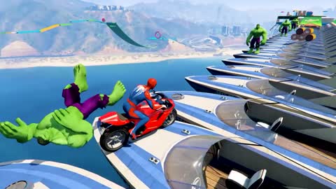 GTA V Epic New Stunt Race For Car Racing Challenge by Quad Bike, Cars and Motorcycle, Spider Shark2