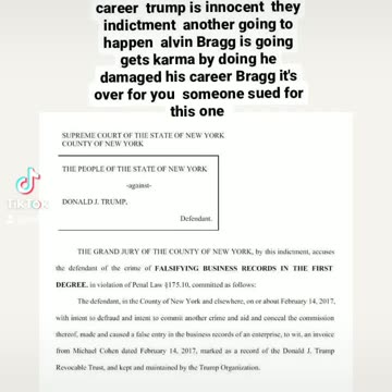 Trump is innocent all this Alvin's Bragg you get your karma one day 4/6/23