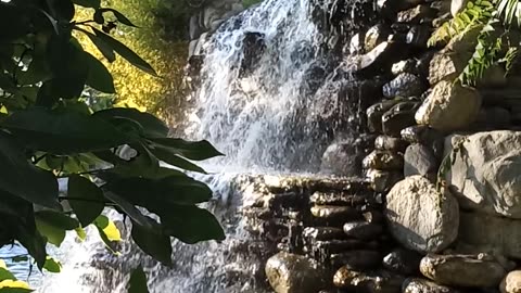 Beautiful waterfall in the garden