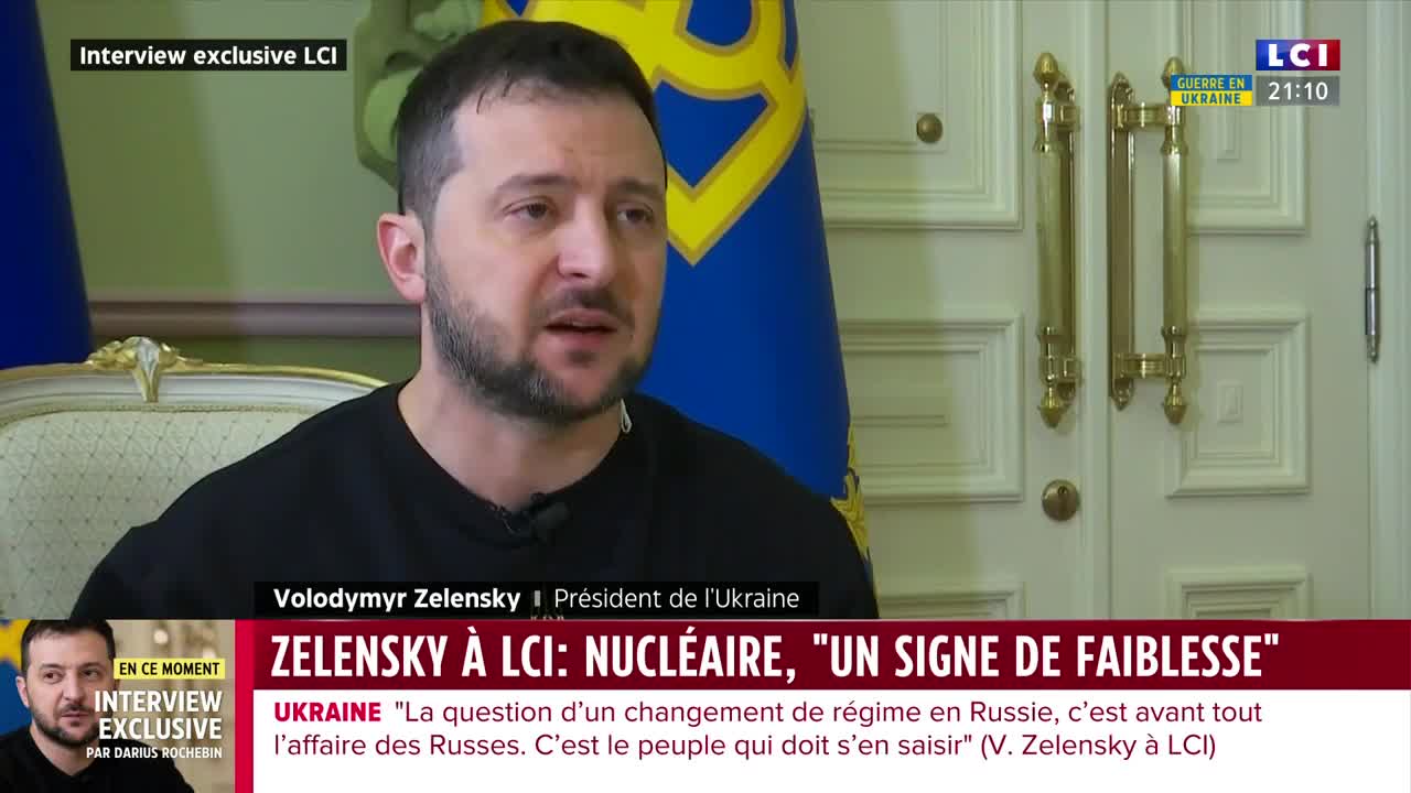 Q21/29 Zelensky interviewed by Rochebin 16 Dec 2022: Zelensky on Putin's flaws - deranged are those who would use nuclear blackmail