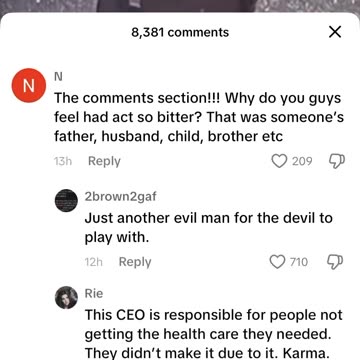Look at the CNN comment section reacting to CEO Brian Thompson's execution