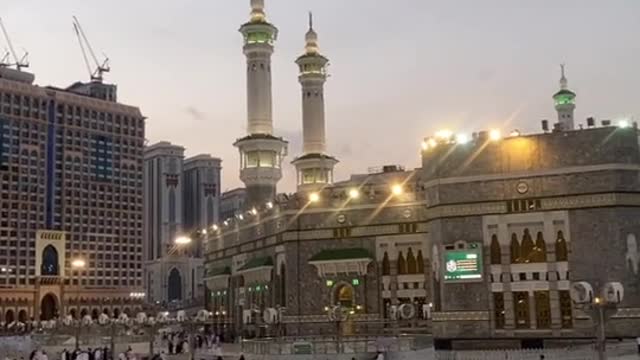 Beautiful 🌹view at Magrib adan time in Masjid Al Haram 🕋|| outside view of Masjid Al Haram 🕋🌷