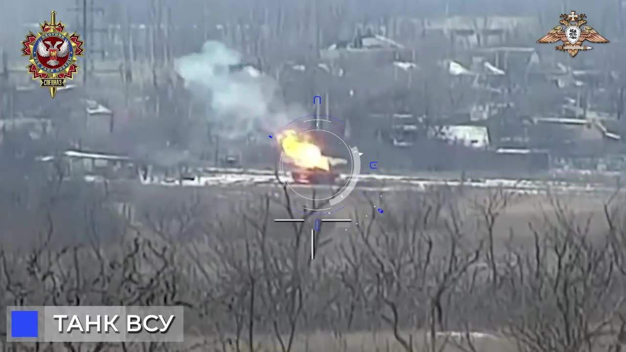 Russian DPR forces with ATGM missile destroyed tank of Ukrainian army