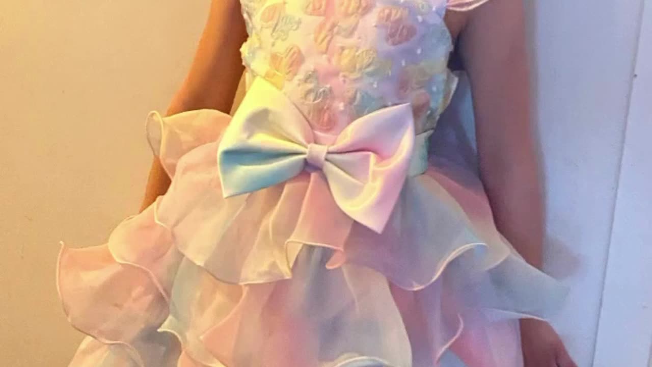 Girls Elegant Rainbow Princess Dress