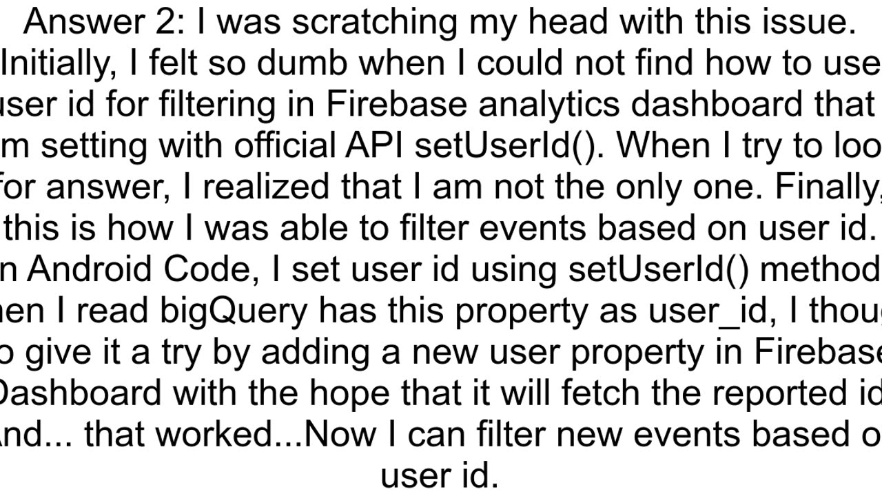 Firebase Analytics Filter By User ID